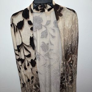 Chico’s Brown and Tan Patterned Cardigan. Size 1.